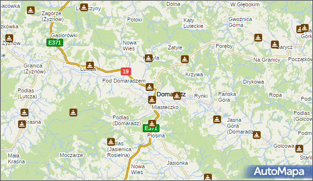 mapa Domaradz powiat brzozowski, Domaradz powiat brzozowski na mapie Targeo