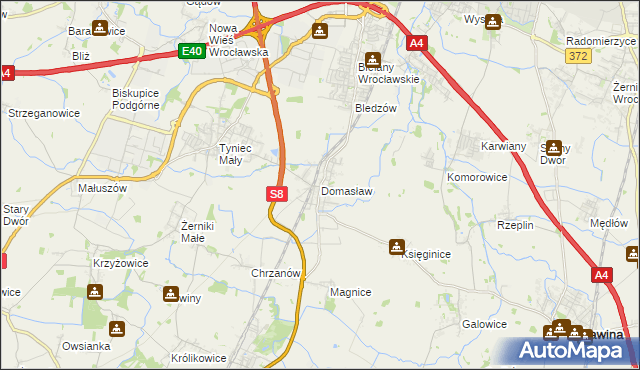 mapa Domasław, Domasław na mapie Targeo