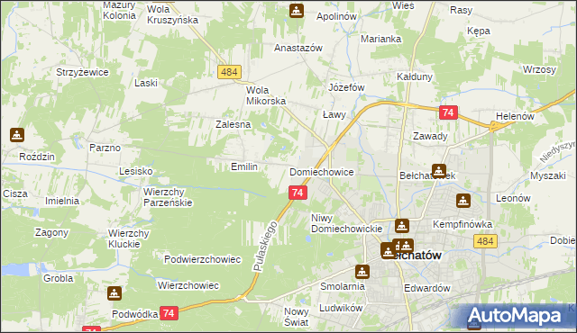 mapa Domiechowice, Domiechowice na mapie Targeo