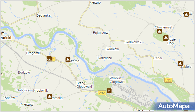 mapa Dorzecze, Dorzecze na mapie Targeo