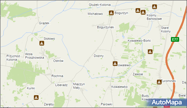 mapa Doziny, Doziny na mapie Targeo