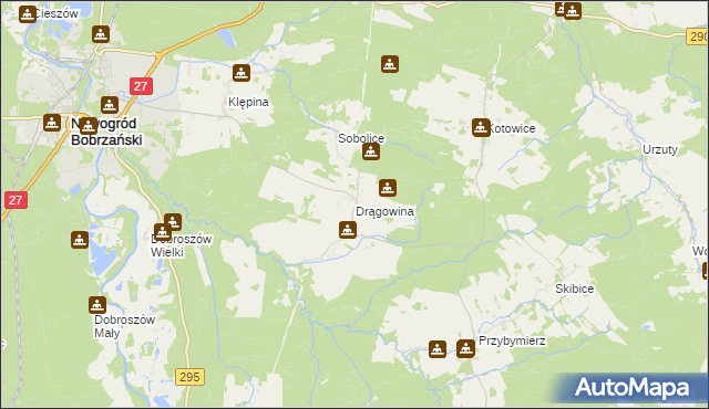 mapa Drągowina, Drągowina na mapie Targeo