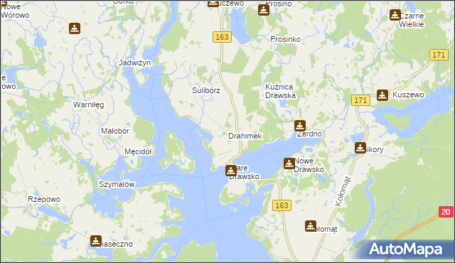 mapa Drahimek, Drahimek na mapie Targeo