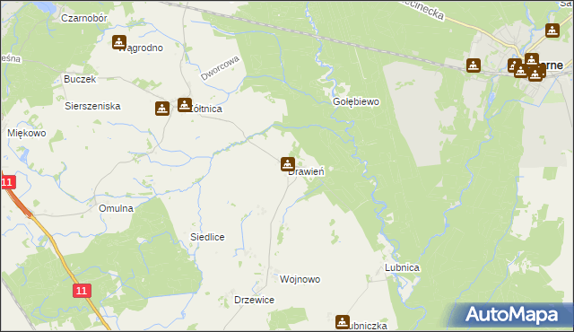 mapa Drawień, Drawień na mapie Targeo