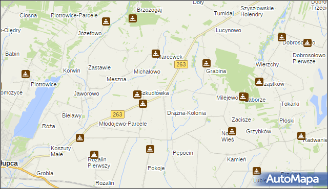 mapa Drążna, Drążna na mapie Targeo