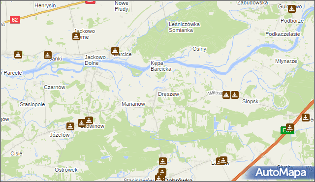 mapa Dręszew, Dręszew na mapie Targeo