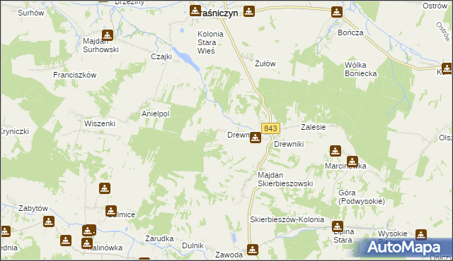 mapa Drewniki gmina Kraśniczyn, Drewniki gmina Kraśniczyn na mapie Targeo