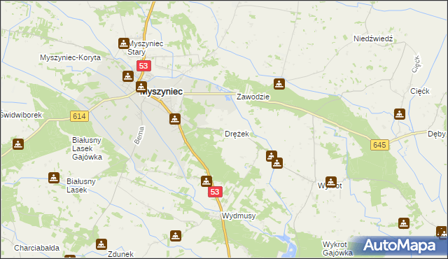 mapa Drężek, Drężek na mapie Targeo