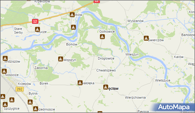 mapa Droglowice, Droglowice na mapie Targeo