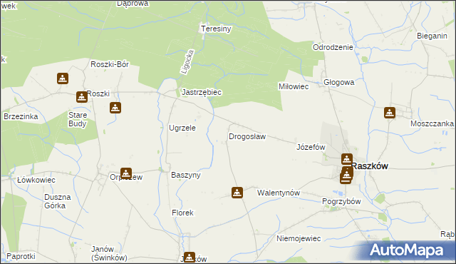 mapa Drogosław gmina Raszków, Drogosław gmina Raszków na mapie Targeo