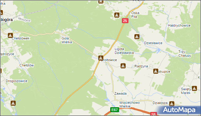 mapa Drołtowice, Drołtowice na mapie Targeo