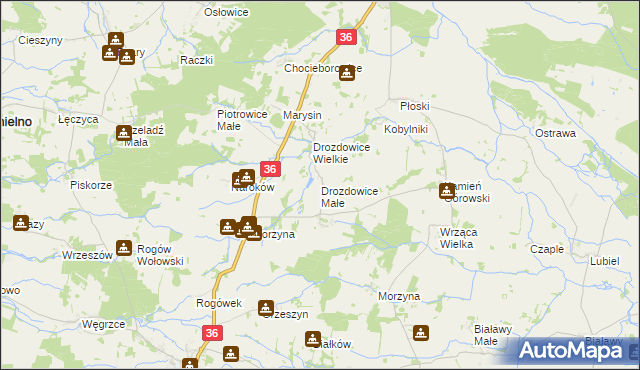 mapa Drozdowice Małe, Drozdowice Małe na mapie Targeo