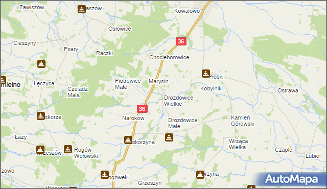 mapa Drozdowice Wielkie, Drozdowice Wielkie na mapie Targeo