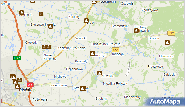 mapa Drożdżyn, Drożdżyn na mapie Targeo