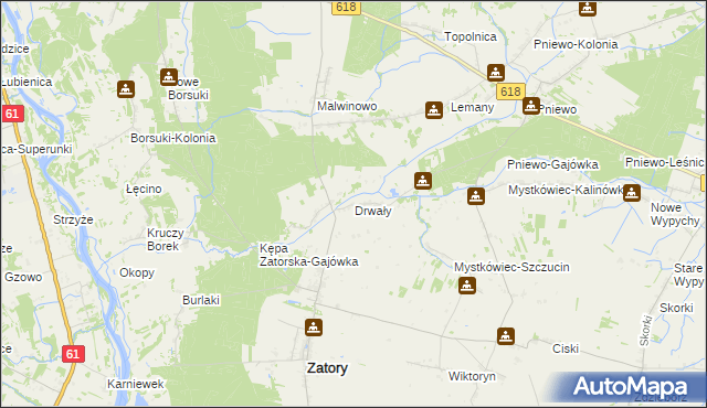 mapa Drwały gmina Zatory, Drwały gmina Zatory na mapie Targeo