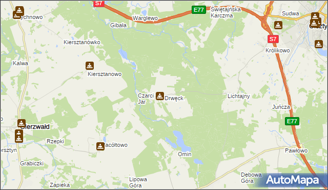 mapa Drwęck, Drwęck na mapie Targeo