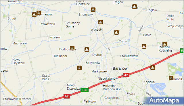 mapa Drybus, Drybus na mapie Targeo