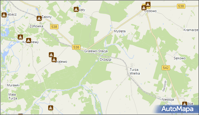 mapa Drzazgi gmina Działdowo, Drzazgi gmina Działdowo na mapie Targeo