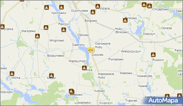 mapa Drzonek, Drzonek na mapie Targeo