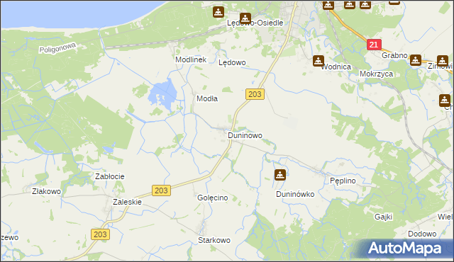 mapa Duninowo, Duninowo na mapie Targeo