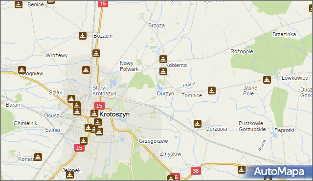 mapa Durzyn, Durzyn na mapie Targeo