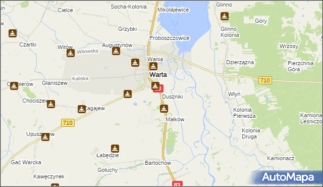 mapa Duszniki gmina Warta, Duszniki gmina Warta na mapie Targeo