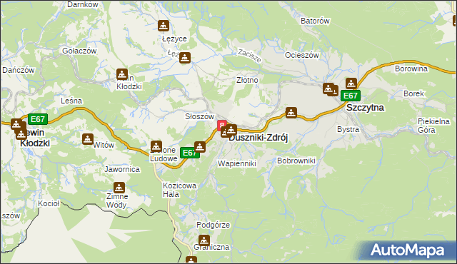 mapa Duszniki-Zdrój, Duszniki-Zdrój na mapie Targeo