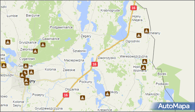 mapa Dworczysko gmina Sejny, Dworczysko gmina Sejny na mapie Targeo