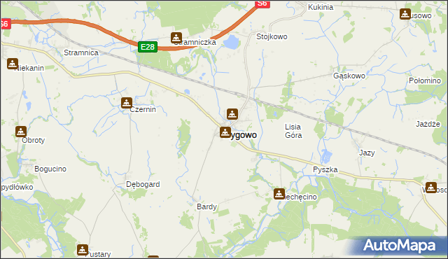 mapa Dygowo, Dygowo na mapie Targeo