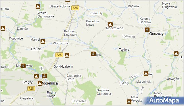 mapa Dylew gmina Mogielnica, Dylew gmina Mogielnica na mapie Targeo