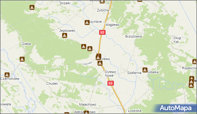 mapa Dylewo gmina Kadzidło, Dylewo gmina Kadzidło na mapie Targeo