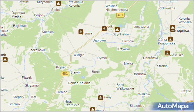 mapa Dymek, Dymek na mapie Targeo