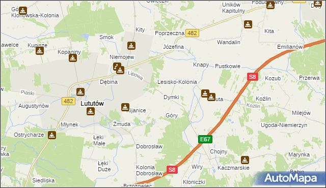 mapa Dymki, Dymki na mapie Targeo