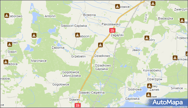 mapa Dziadkowo gmina Cieszków, Dziadkowo gmina Cieszków na mapie Targeo