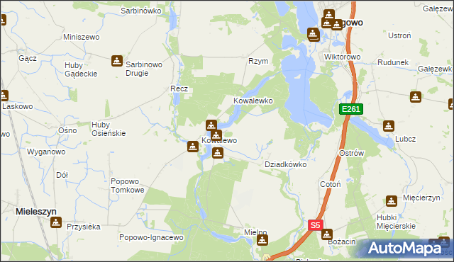 mapa Dziadkowo gmina Mieleszyn, Dziadkowo gmina Mieleszyn na mapie Targeo