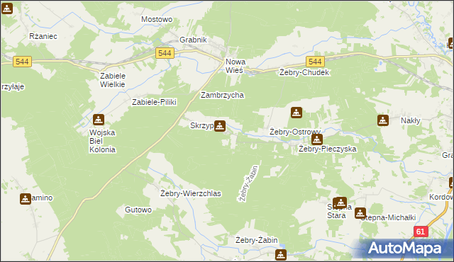 mapa Działyń gmina Olszewo-Borki, Działyń gmina Olszewo-Borki na mapie Targeo