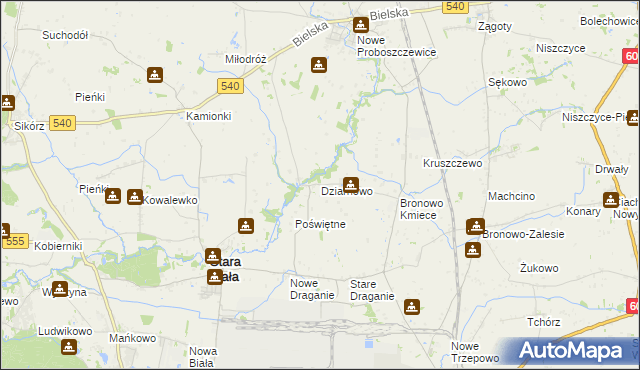 mapa Dziarnowo gmina Stara Biała, Dziarnowo gmina Stara Biała na mapie Targeo