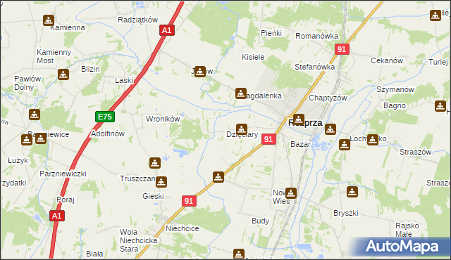 mapa Dzięciary, Dzięciary na mapie Targeo