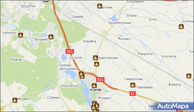 mapa Dziećmierowo, Dziećmierowo na mapie Targeo