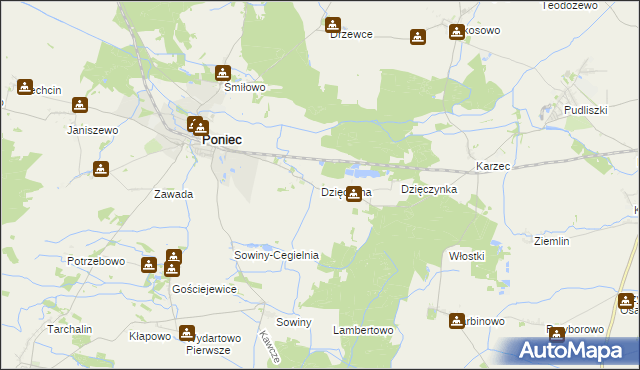 mapa Dzięczyna, Dzięczyna na mapie Targeo