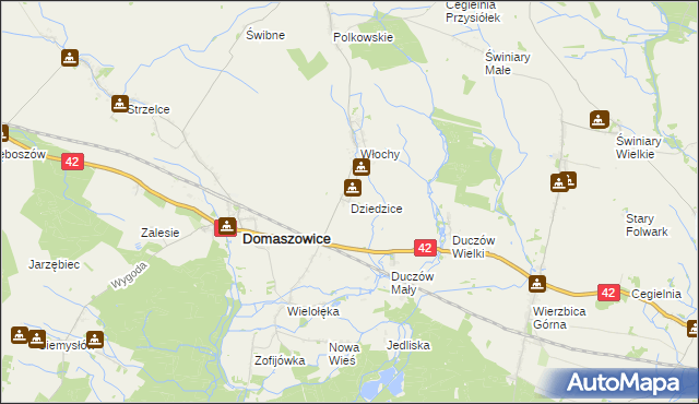 mapa Dziedzice gmina Domaszowice, Dziedzice gmina Domaszowice na mapie Targeo