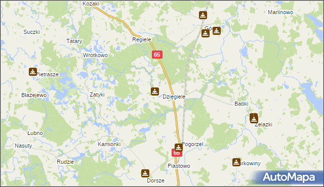 mapa Dzięgiele gmina Gołdap, Dzięgiele gmina Gołdap na mapie Targeo