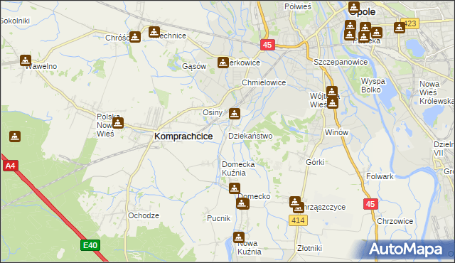 mapa Dziekaństwo, Dziekaństwo na mapie Targeo