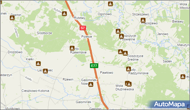 mapa Dziektarzewo-Wylaty, Dziektarzewo-Wylaty na mapie Targeo
