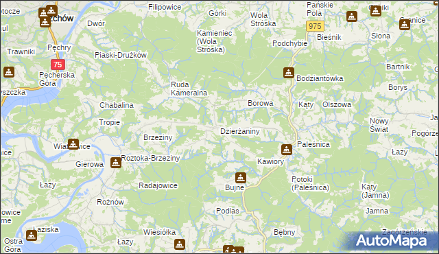 mapa Dzierżaniny, Dzierżaniny na mapie Targeo