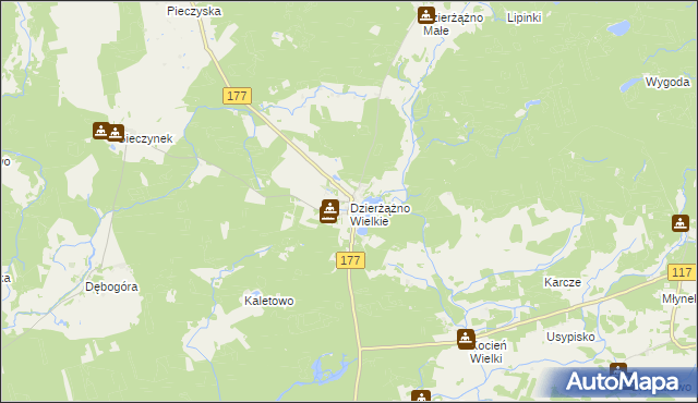 mapa Dzierżążno Wielkie, Dzierżążno Wielkie na mapie Targeo