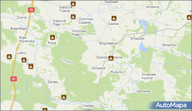 mapa Dzierzbin-Kolonia, Dzierzbin-Kolonia na mapie Targeo