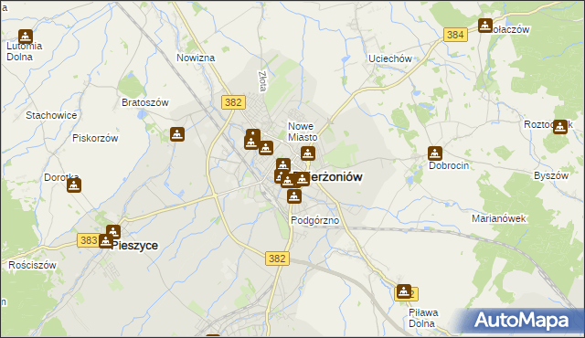 mapa Dzierżoniów, Dzierżoniów na mapie Targeo