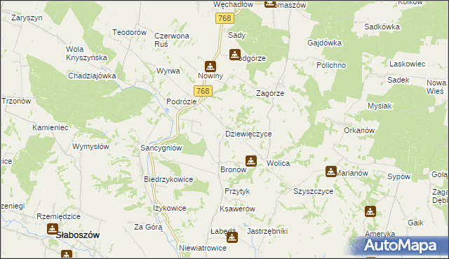 mapa Dziewięczyce, Dziewięczyce na mapie Targeo