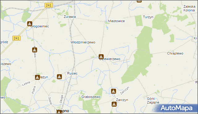 mapa Dziewierzewo, Dziewierzewo na mapie Targeo